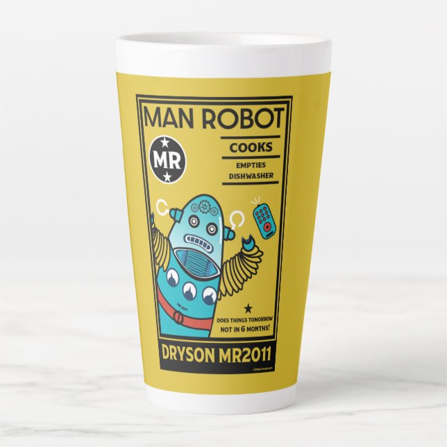 Tasse Latte Cadeaux Robot Pour Hommes Et Femmes Anniversaires  (Devant)