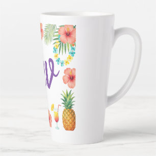 Tasse Latte Cadre de Hibiscus Tropical Aloha Vibes