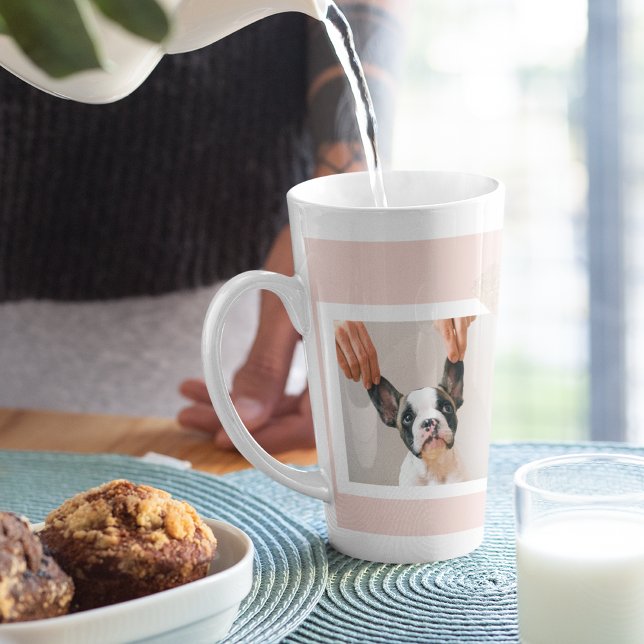 Tasse Latte Cadre rose Pastel moderne | Photo personnelle de c (Créateur téléchargé)