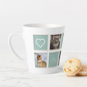 Tasse Latte Cadres Vintages blancs Maman Monogramme et photo