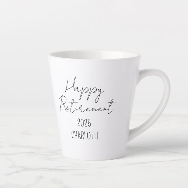 Tasse Latte Café à la retraite personnalisé, Joyeux retraite (Droite)