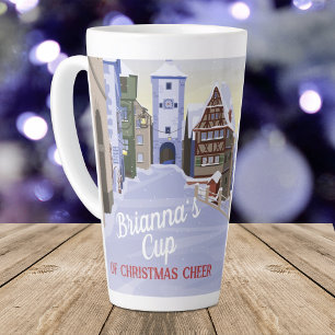 Tasse Latte Café de Noël bleu clair de ville bavaroise alleman