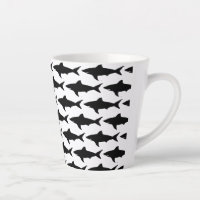 Café motif de poissons de requin noir et blanc