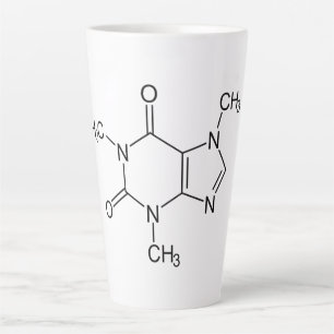Tasse Latte Caféine Molécule Chimie Café Atomes