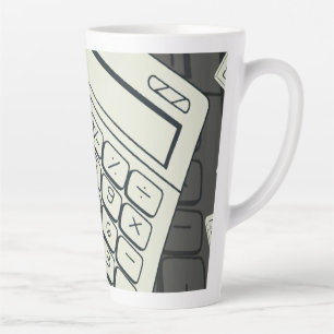 Tasse Latte Calculatrice minimaliste et illustration de motif