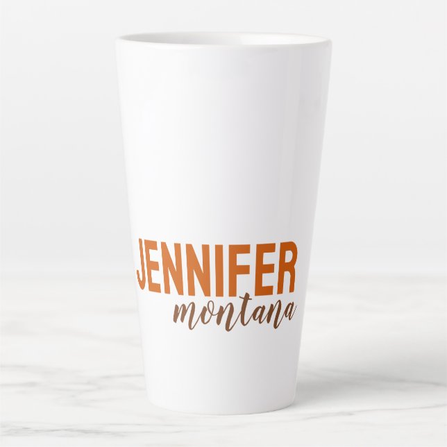 Tasse Latte Calligraphie Elegant Plain Ajouter son propre nom (Devant)