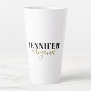 Tasse Latte Calligraphie Elegant Plain Ajouter son propre nom
