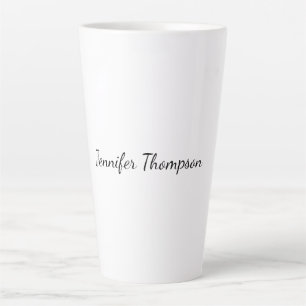 Tasse Latte Calligraphie Élégant Simple Nom Plain