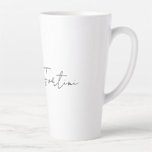 Tasse Latte Calligraphie Élégante Noir & Blanc Plaine Simple