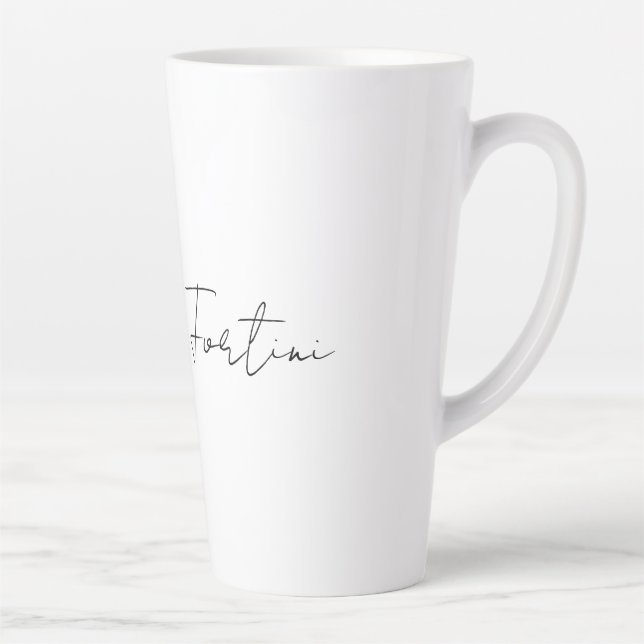 Tasse Latte Calligraphie Élégante Noir & Blanc Plaine Simple (Droite)