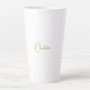 Tasse Latte Calligraphie minimaliste Nom du script Couleur or