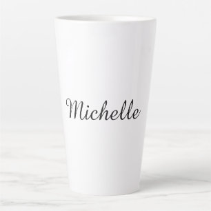 Tasse Latte Calligraphie Nom Creative Trendy White
