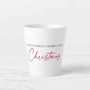 Tasse Latte Calligraphie Stylo à encre rouge minimaliste Noël