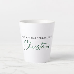 Tasse Latte Calligraphie Stylo à encre verte minimaliste Noël