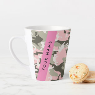 Tasse Latte Camouflage Rose et Vert Personnalisez votre nom
