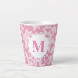 Tasse Latte Camouflage rose Monogramme initial