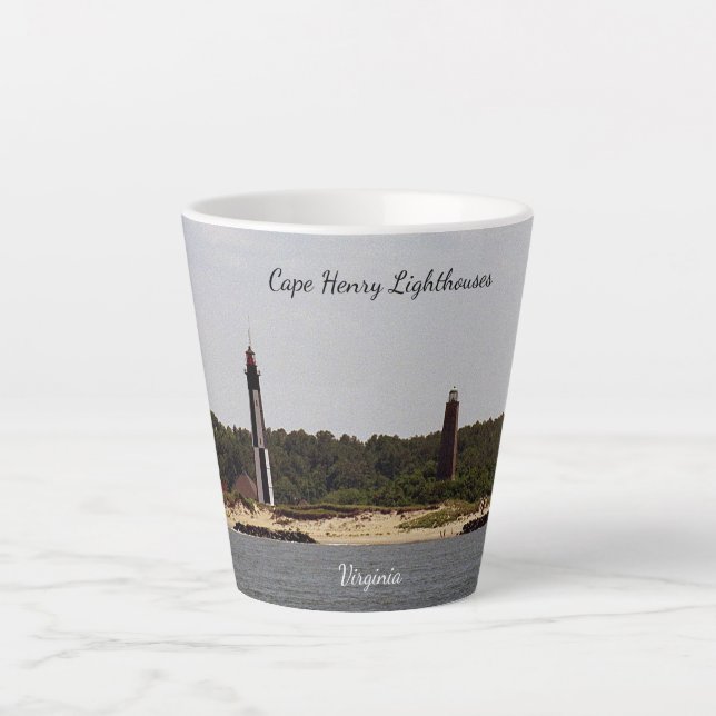 Tasse Latte Capte de latte du phare de Cape Henry (Devant)