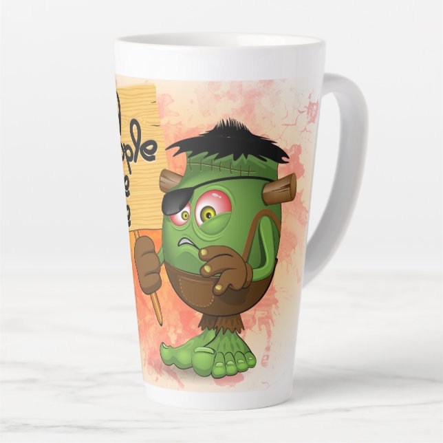 Tasse Latte Caractère Frankenstein de 'Normal People Scare Me' (Angle droit)