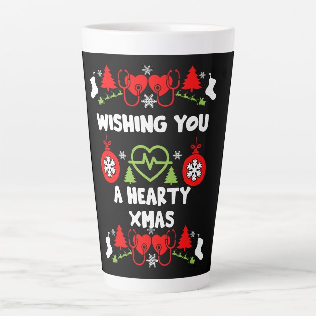 Tasse Latte Cardiologie Noël Cadeaux Médicales du personnel (Devant)