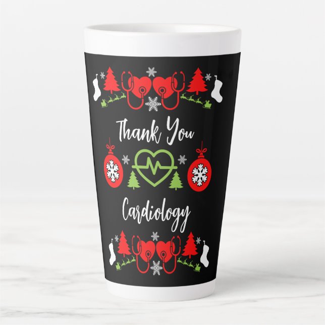Tasse Latte Cardiologie Noël Cadeaux Médicales du personnel (Devant)