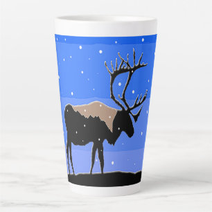 Tasse Latte Caribou en hiver - Art original de la faune