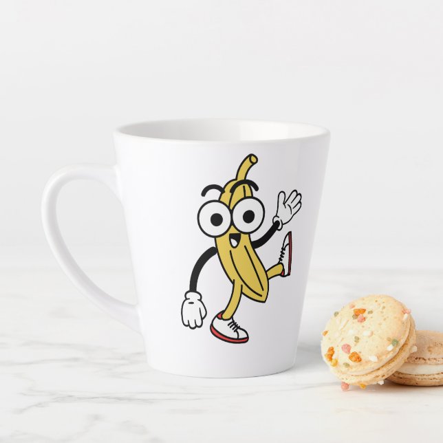 Tasse Latte Caricature à la banane (En situation)
