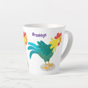 Tasse Latte Caricature amusante du coq à rames