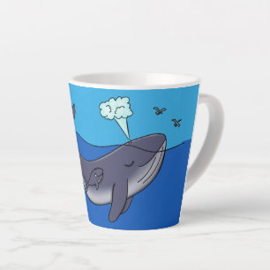 Tasse Latte Caricature de baleine mignonne et de baleine de ve