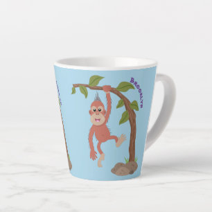 Tasse Latte Caricature de bébé orangoutan joyeux
