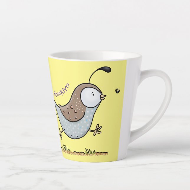 Tasse Latte Caricature de caille californienne joli (Droite)