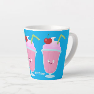 Tasse Latte Caricature de crème glacée de fraise mignonne