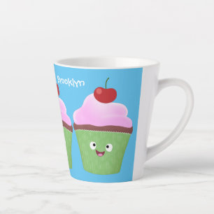 Tasse Latte Caricature de cupcake joyeux