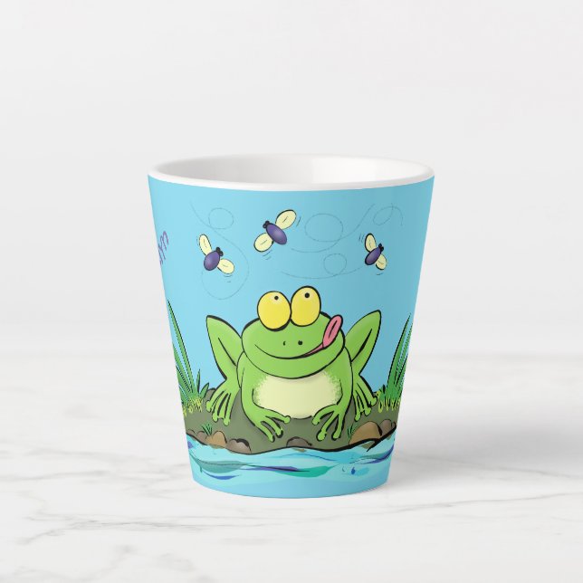 Tasse Latte Caricature de grenouille vert mignon (Devant)