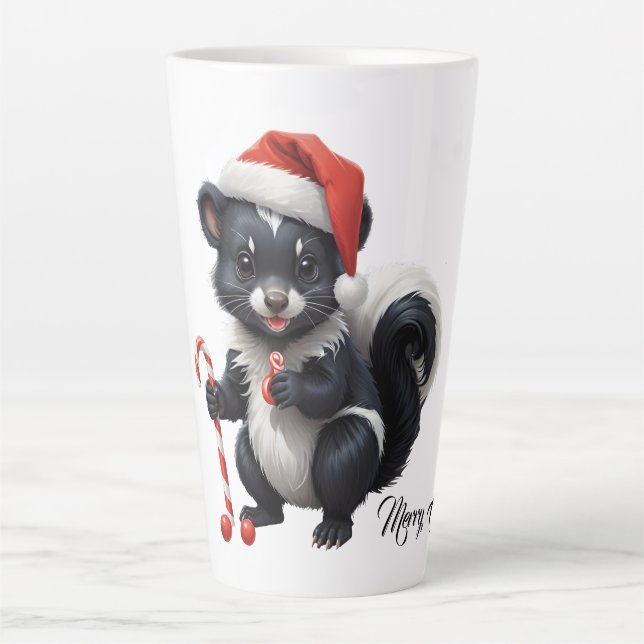 Tasse Latte Caricature de la peau de Noël mignon (Devant)