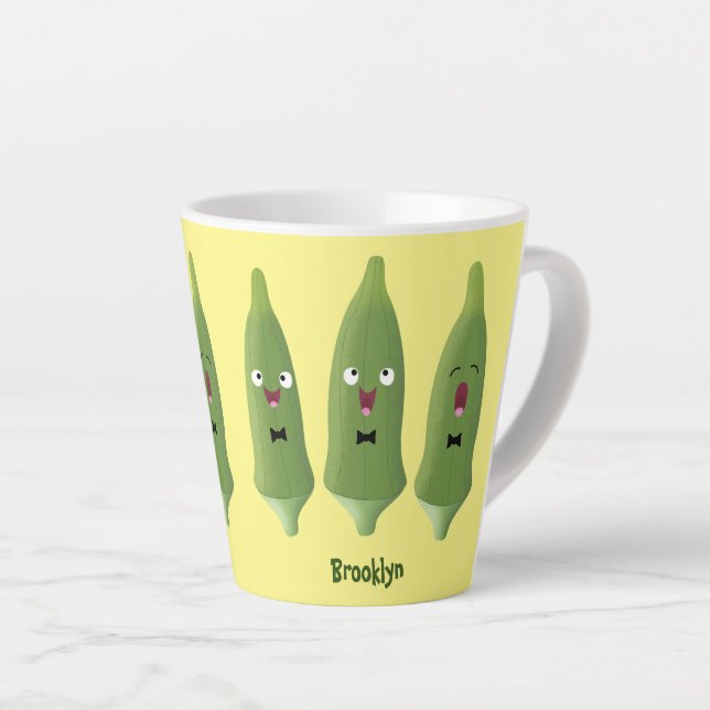 Tasse Latte Caricature de légumes de l'okra chantante mignonne (Angle droit)
