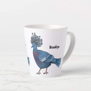 Tasse Latte Caricature de l'oiseau pigeon couronné Victoria