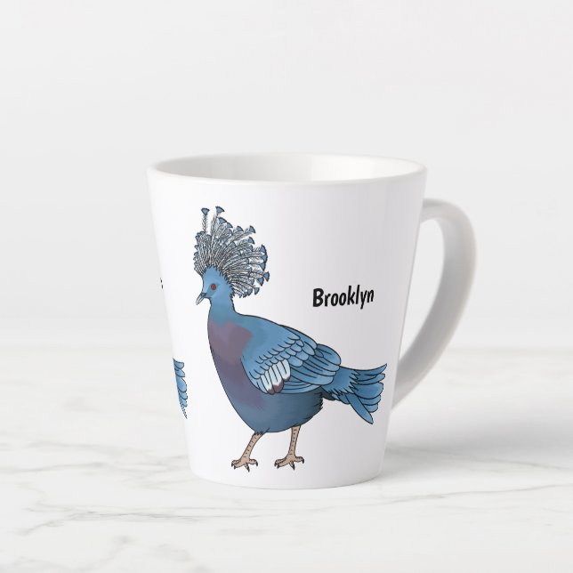 Tasse Latte Caricature de l'oiseau pigeon couronné Victoria (Angle droit)