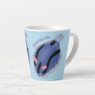 Tasse Latte Caricature de nudibranche bleu mignon