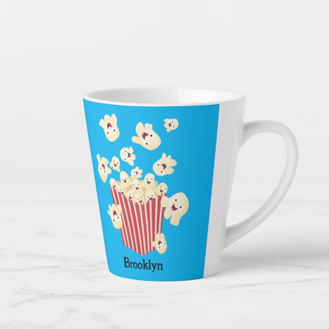 Tasse Latte Caricature de pop-corn drôles (Droite)