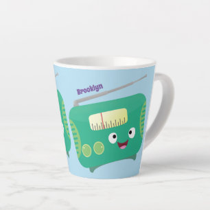 Tasse Latte Caricature de radio rétro amusante