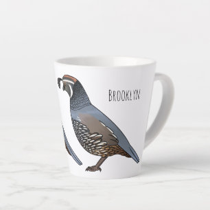 Tasse Latte Caricature d'oiseau de caille de Californie