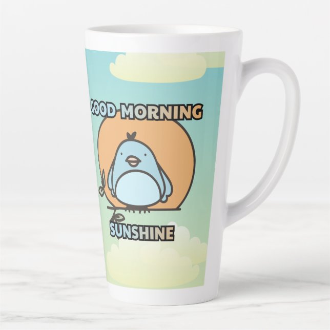 Tasse Latte Caricature d'oiseau mignon bonjour (Droite)