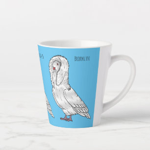 Tasse Latte Caricature d'oiseau pigeon Jacobin