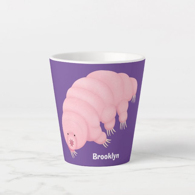 Tasse Latte Caricature d'ours d'eau tardigrade rose mignon (Devant)