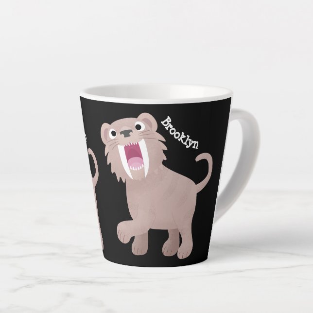 Tasse Latte Caricature du tigre mignon Saber Toothed Smilodon (Angle droit)