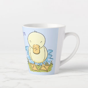 Tasse Latte Caricature jaune mignon pour canard bébé