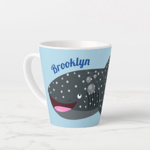 Tasse Latte Caricature joli requin baleine joyeux