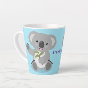 Tasse Latte Caricature joyeux koala agitant