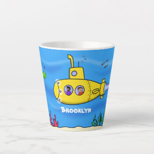 Tasse Latte Caricature sous-marine joyeuse
