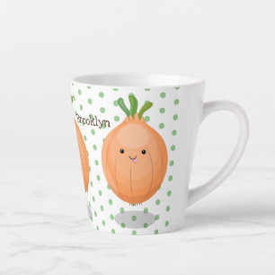 Tasse Latte Caricature vert oignon brun joli